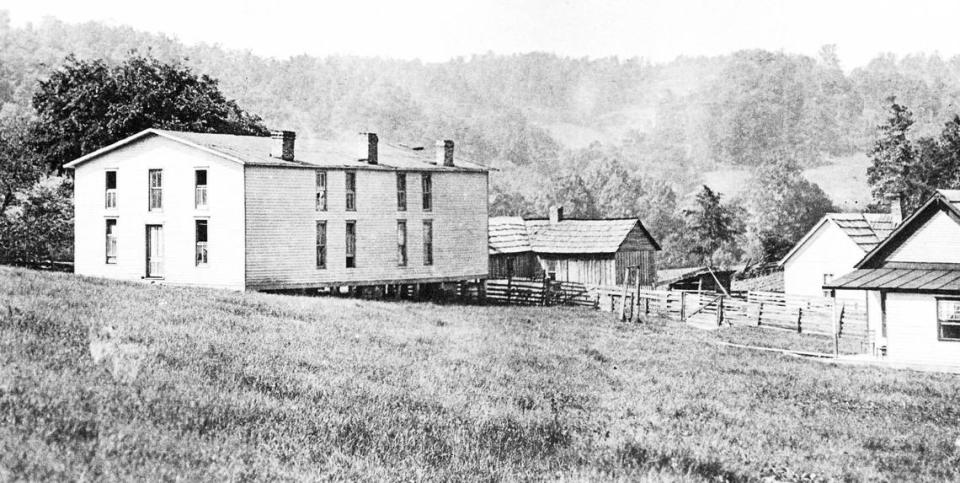 James Anderson Burns and community members built the first classroom building at Oneida Baptist Institute in late 1899.