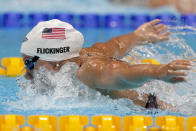 Hali Flickinger, of United States, swims in a heat for the women's 400-meter Individual medley at the 2020 Summer Olympics, Saturday, July 24, 2021, in Tokyo, Japan. (AP Photo/Martin Meissner)