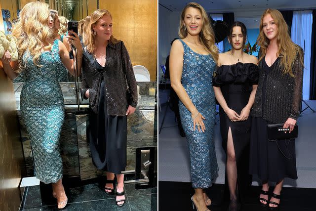 <p>Blake Lively/Instagram; Mike Coppola/Getty </p> Blake Lively and her niece pose with Rosalía inside Tiffany & Co.'s The Landmark flagship in New York City
