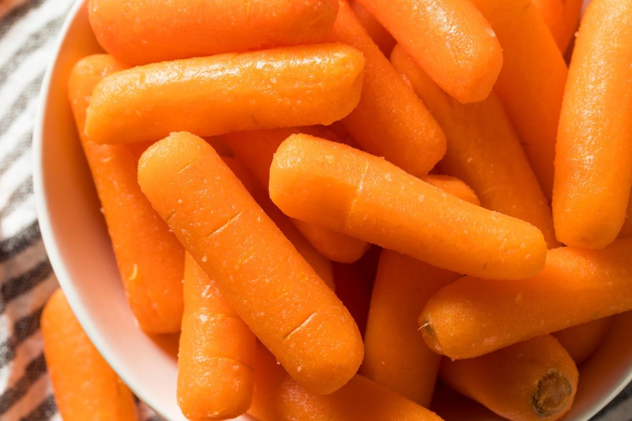 Raw Organic  Baby Carrots in a Bowl