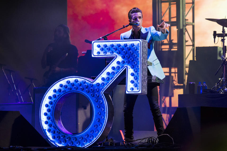 <p>NEW ORLEANS, LA – OCTOBER 29: Brandon Flowers of The Killers performs during the 2017 Voodoo Music + Arts Experience at City Park on October 29, 2017 in New Orleans, Louisiana. (Photo by Erika Goldring/Getty Images) </p>