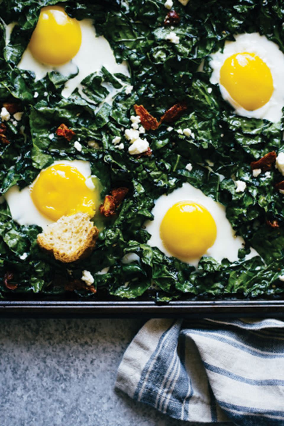 15-Minute Sheet Pan Kale and Egg Bake