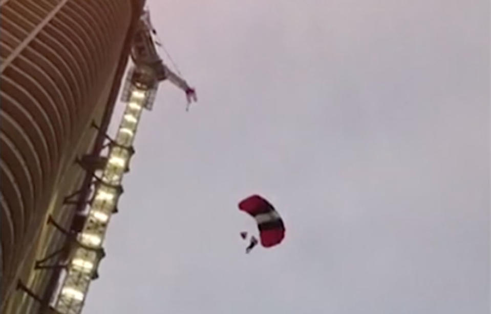 Two Sydney men arrested for base jumping off of crane.