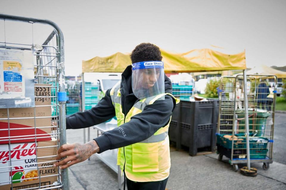 Marcus Rashford visiting food charity FareShare in Greater Manchester (PA)