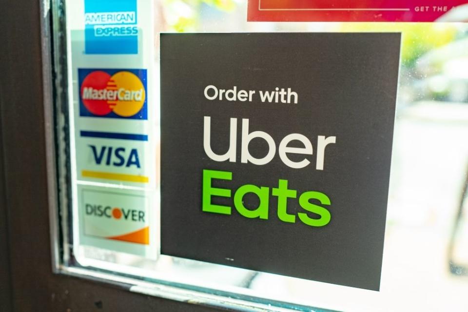 An Uber Eats sticker on a window