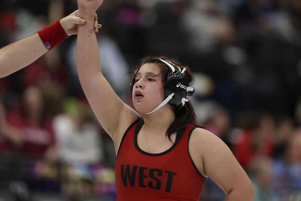 West High’s Jasmine Katoa wins her match in the 5A State Championships at Utah Valley University in Orem on Wednesday, Feb. 14, 2024. | Laura Seitz, Deseret News