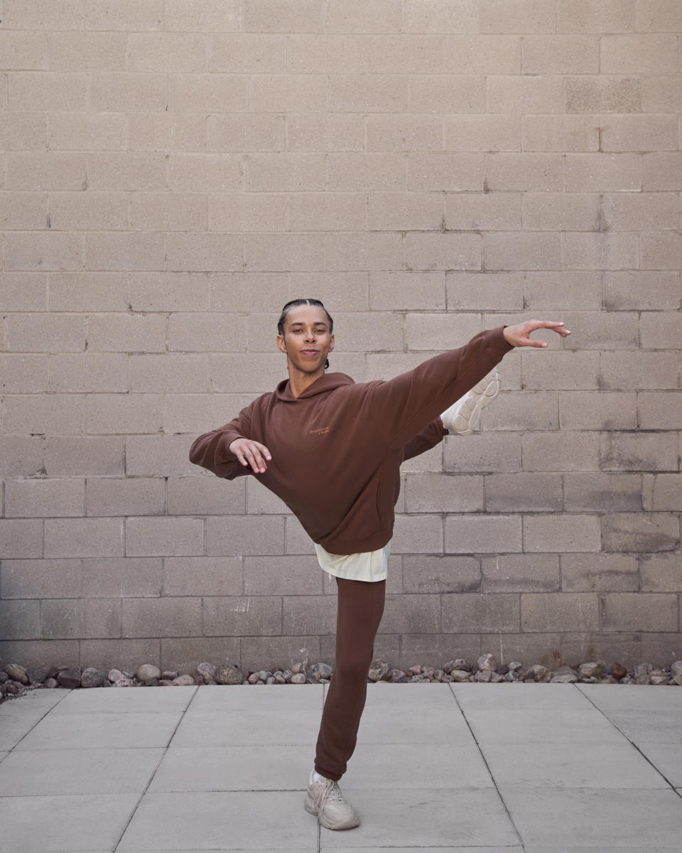 A campaign image featuring a dancer with the National Ballet of Canada for Révolutionnaire by Roots. - Credit: courtesy shot.