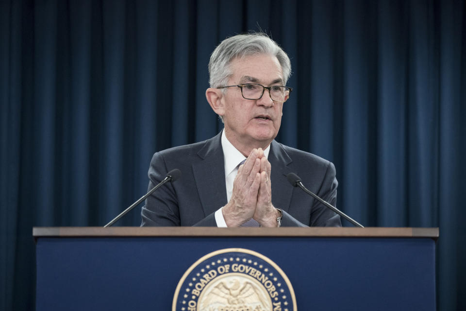 WASHINGTON, Dec. 11, 2019 -- U.S. Federal Reserve Chairman Jerome Powell speaks during a press conference in Washington D.C., the United States, on Dec. 11, 2019. The U.S. Federal Reserve on Wednesday left interest rates unchanged after cutting rates at each of the last three meetings, as officials assessed the effect of rate cuts on the U.S. economy. (Photo by Sarah Silbiger/Xinhua via Getty) (Xinhua/Sarah Silbiger via Getty Images)