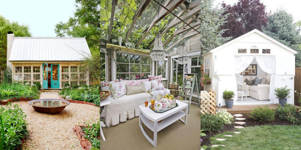 <p>Forget man caves—these "she-sheds," complete with chandeliers, glass ceilings, and gorgeous furnishings, are the ultimate garden escapes.</p>