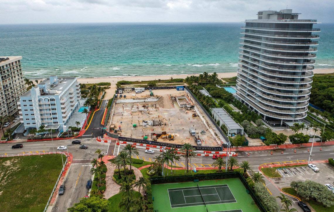 Aerial view on June 3, 2022, of the site where the Champlain Towers South beachfront condominium collapsed.