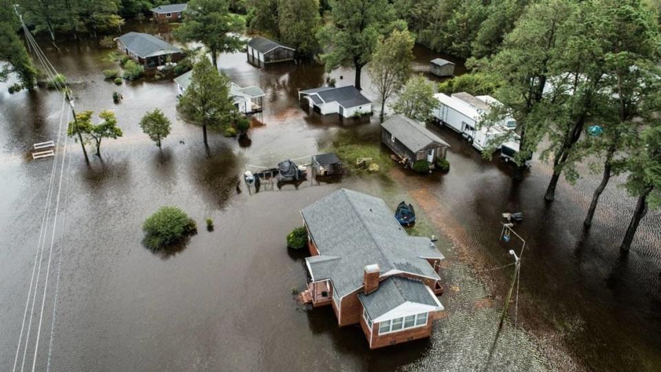 An aerial view of of flooding in eastern North Carolina in the aftermath of Hurricane Florence.