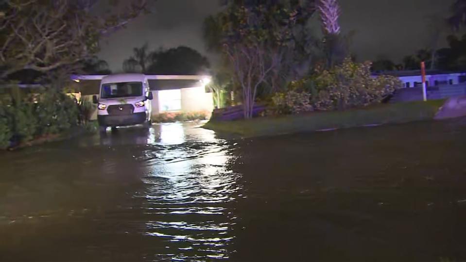 Officials said a truck struck a fire hydrant, causing flooding on streets and to at least one home.