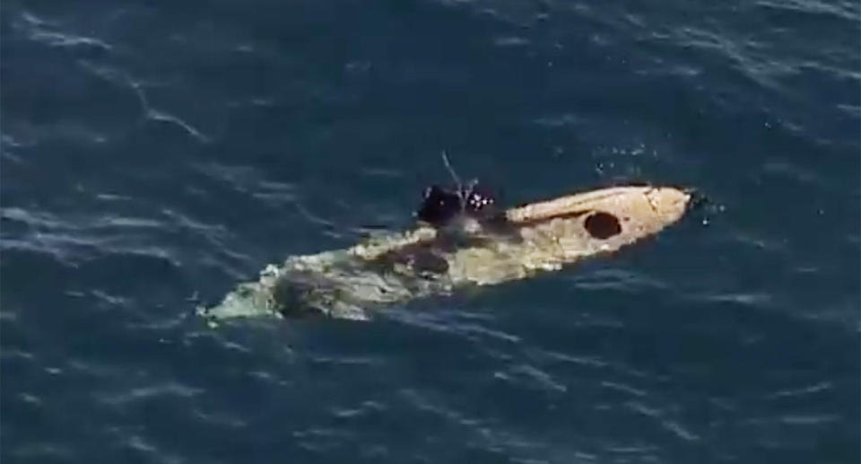 The abandoned kayak was found floating in the ocean before being collected by water police. Image: 7 News