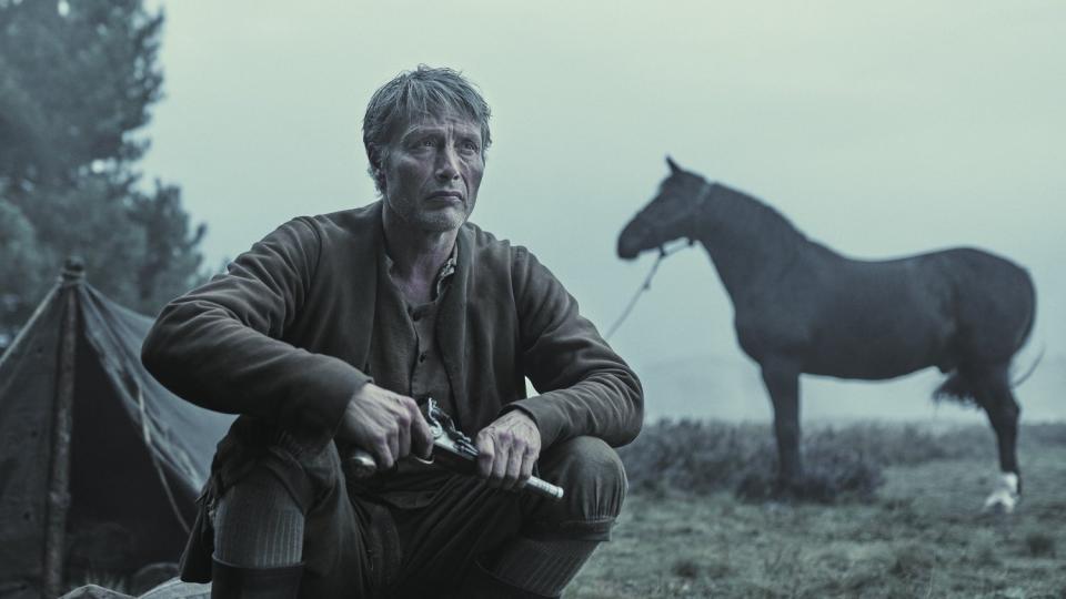 This image released by Magnolia Pictures shows Mads Mikkelsen in a scene from "The Promised Land." (Henrik Ohsten/Magnolia Pictures via AP)