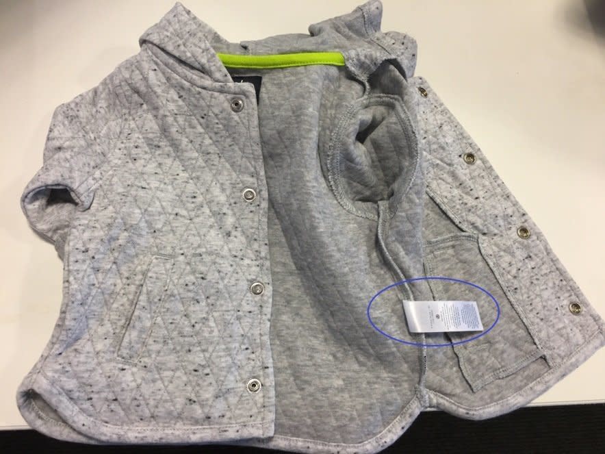 The CPSC offers instructions for identifying jackets affected by the recall. (Photo: CPSC)