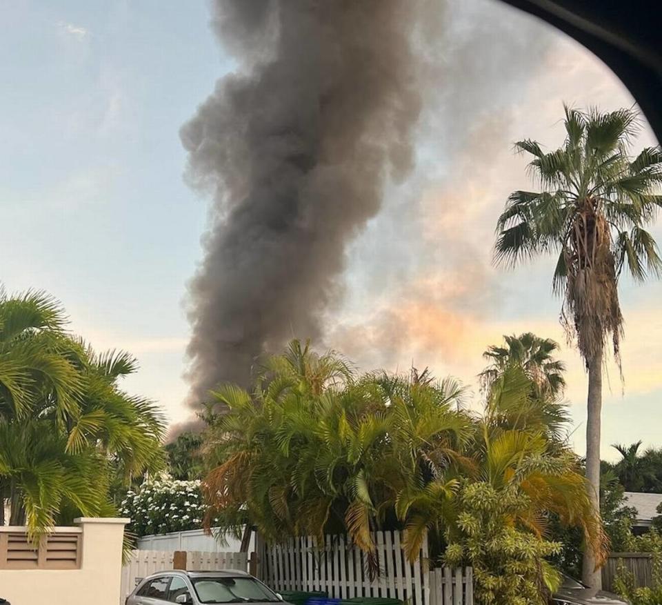 Smoke fills the sky from a house fire in Key West on June 29, 2022.