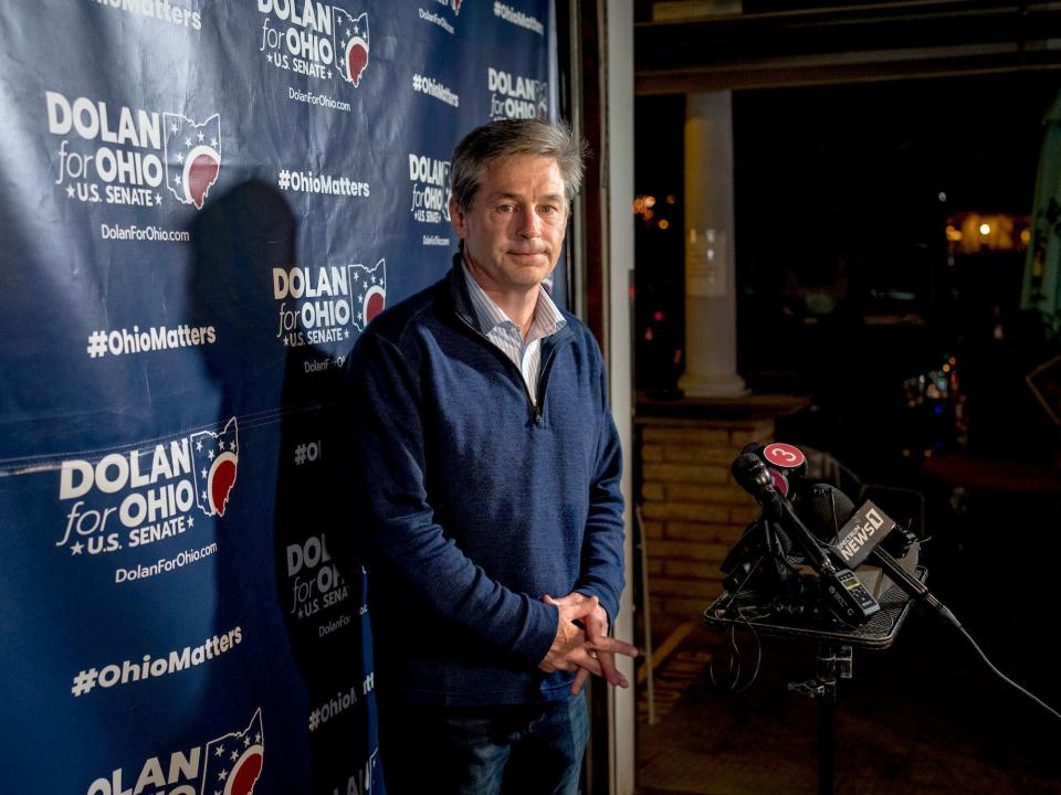 State Sen. Matt Dolan, seen here in May 2022, is calling on his GOP Senate primary opponents to drop their support for Majewski.