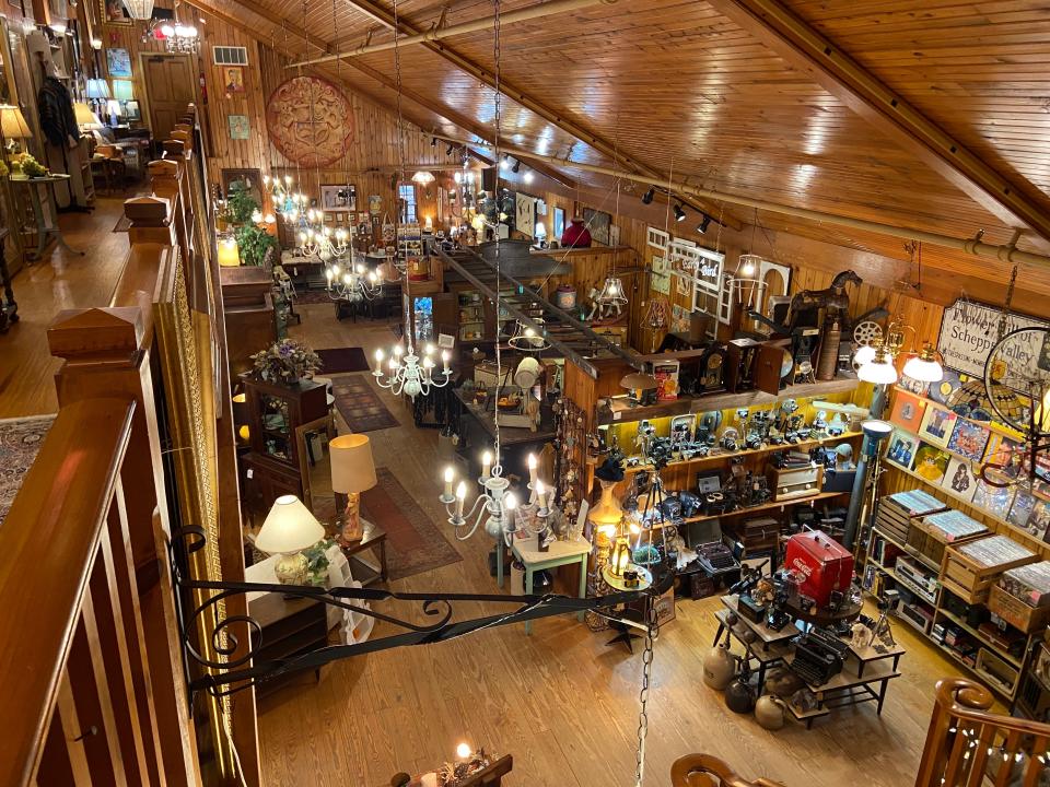 A view from above of the many new and antique products at Creek Mercantile at Rancocas Woods in Mount Laurel, Burlington County, in the lead up to the 2021 holiday shopping season.