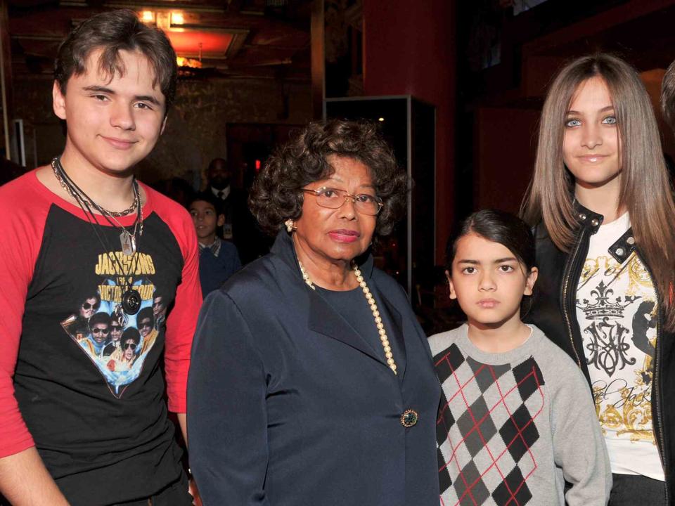 <p>Lester Cohen/WireImage</p> Prince Michael Jackson, Katherine Jackson, Blanket Jackson, and Paris Jackson attend the immortalization of Michael Jackson at Grauman