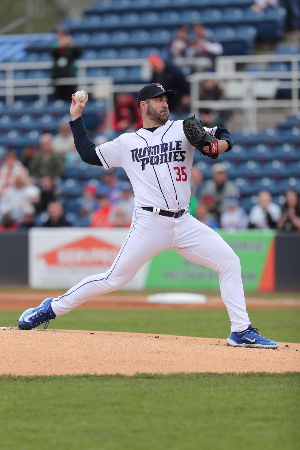 Justin Verlander made a rehab appearance with the Double-A Binghamton Rumble Ponies on Friday, April 28, 2023 at Mirabito Stadium. Verlander has yet to make a regular-season appearance with the New York Mets.