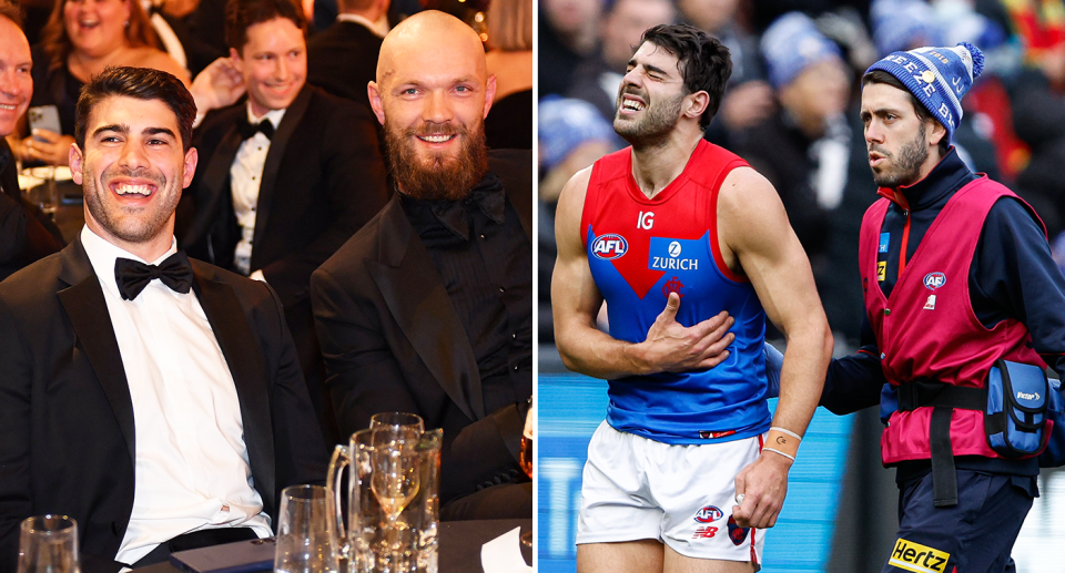 Max Gawn admits that he gave Christian Petracca a spray for a lack of effort before realising the severity of his injuries. Image: Getty