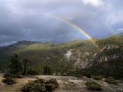 A double rainbow over Yosemite Valley.