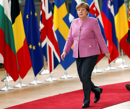 FILE PHOTO: German Chancellor Angela Merkel arrives at the EU summit in Brussels, Belgium, March 9, 2017. REUTERS/Francois Lenoir/File photo