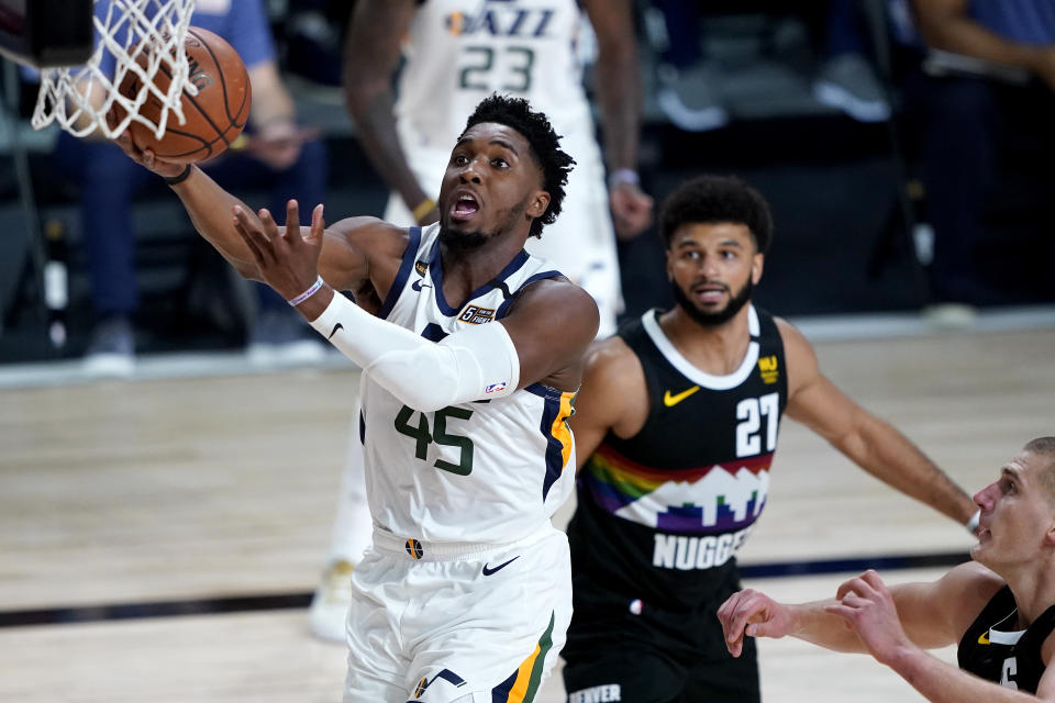 Donovan Mitchell and Jamal Murray have one more game to settle their score. (Ashley Landis-Pool/Getty Images)