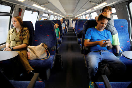 Passengers travel on Israel's new high-speed rail line from Ben Gurion International Airport to Jerusalem September 25, 2018. REUTERS/Amir Cohen