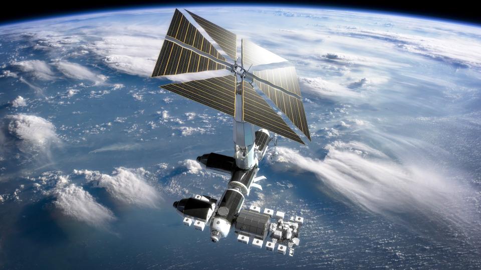 A rendering shows how Axiom’s space station would appear when it is no longer attached to the ISS.