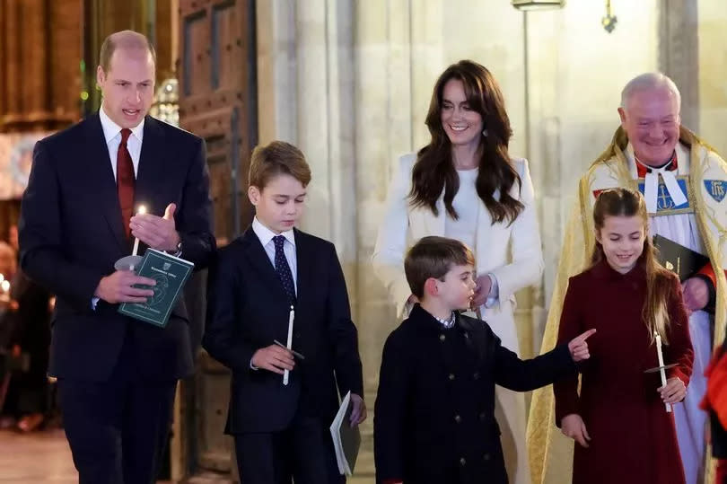 The Prince of Wales, Prince George, Prince Louis, the Princess of Wales and Princess Charlotte attended the carol service (Chris Jackson/PA)