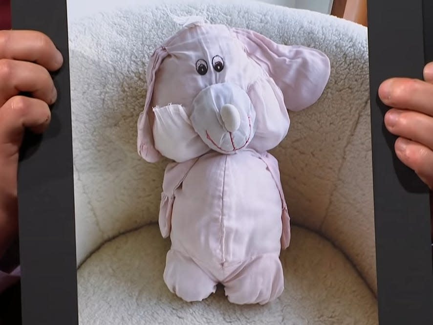 A photo of a bunny plushie seen on "The Late Late Show With James Corden" in June 2021.