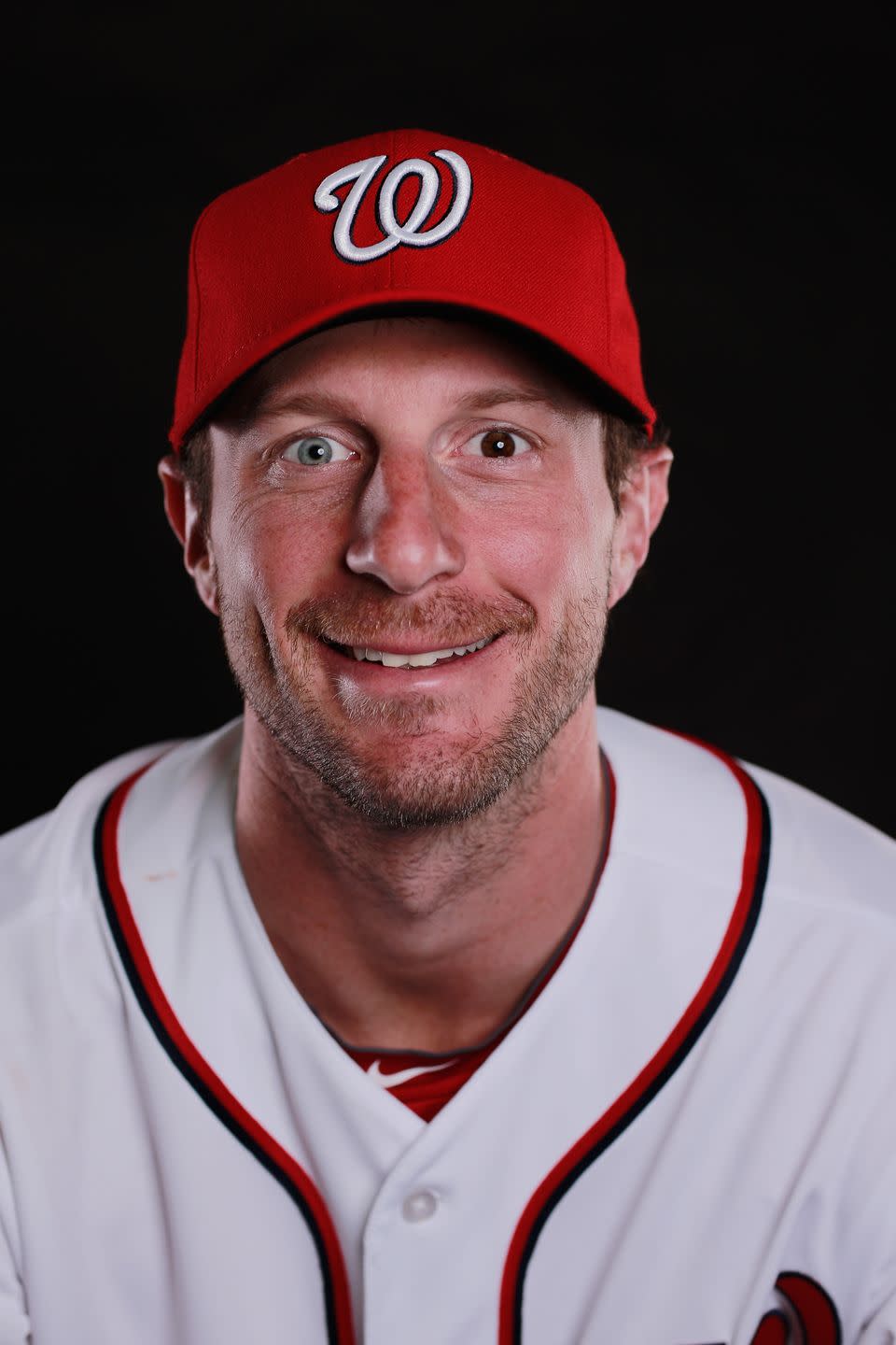 <p>This Washington Nationals pitcher has one of the most extreme cases of heterochromia, with one eye being quite light while the other is very dark.</p>