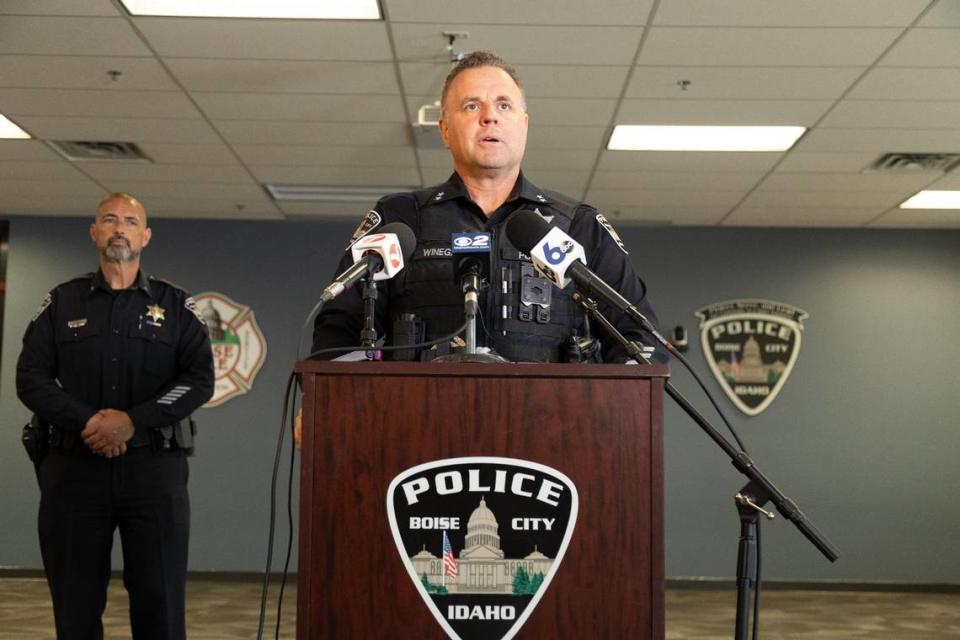 Boise Police Chief Ron Winegar speaks at a press conference regarding the Payton Wasson shooting.