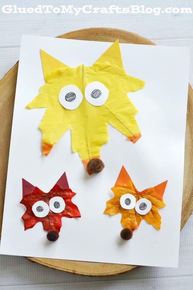 <p>Send the kids outside to forage for the brightest leaves they can find before dinner. Not only will they burn off some energy, but they'll also find the perfect pieces to make these cute critters.</p><p><strong>Get the tutorial at <a href="https://www.gluedtomycraftsblog.com/2015/11/popsicle-stick-fox-kid-craft.html" rel="nofollow noopener" target="_blank" data-ylk="slk:Glued to My Craft Blog" class="link ">Glued to My Craft Blog</a>.</strong></p><p><strong><a class="link " href="https://www.amazon.com/Creativity-Street-Pons-100-Piece-Brown/dp/B00P0NKDNG/?tag=syn-yahoo-20&ascsubtag=%5Bartid%7C10050.g.1201%5Bsrc%7Cyahoo-us" rel="nofollow noopener" target="_blank" data-ylk="slk:SHOP POM POMS">SHOP POM POMS</a><br></strong></p>