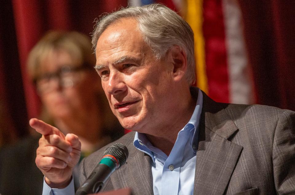 Texas governor Greg Abbott speaks in Uvalde, Tex., on May 27, 2022, three days after the state's most deadly school shooting. Abbott claimed that gun restrictions were "not a real solution" to mass shootings.