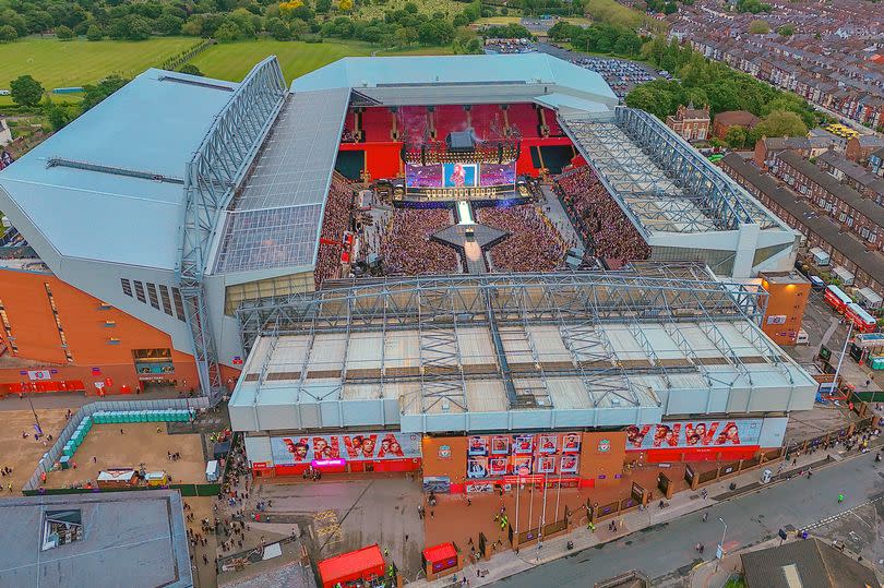 Anfield Stadium in Liverpool where a Taylor Swift concert is taking place