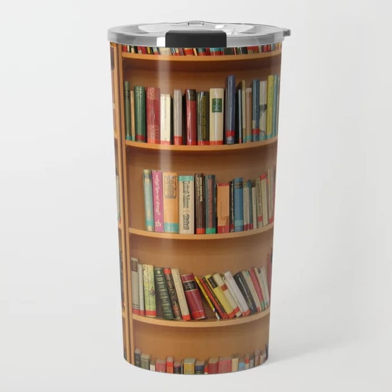 Bookshelf Books Library Bookworm Reading Travel Mug