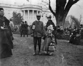 <p>A boy and a girl hold hands during the annual White House Easter Egg Roll, in this photograph taken in 1898 in Washington. (Photo: Francis Benjamin Johnston/Library of Congress) </p>