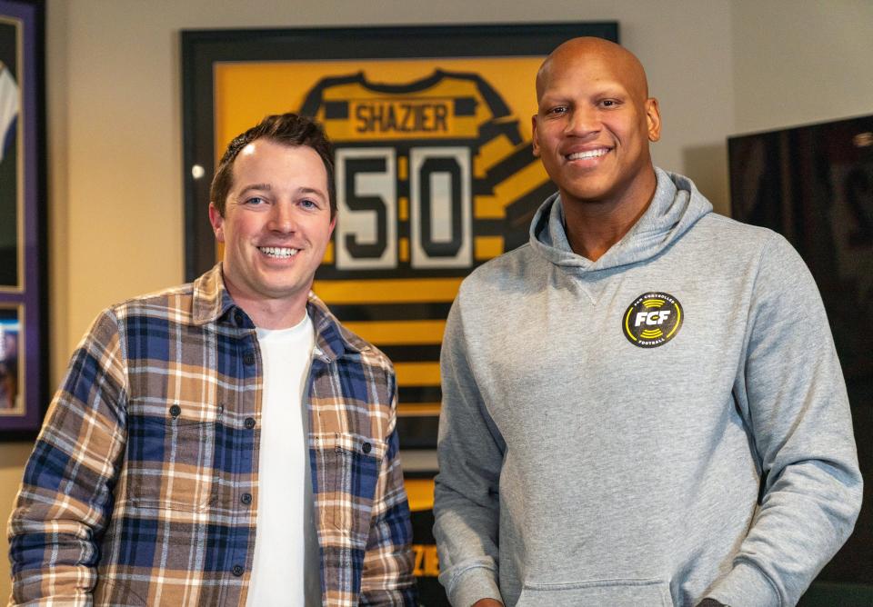 Former Pittsburgh Steelers All-Pro linebacker Ryan Shazier (right) was one of many big-name to appear on Brandon Saho's "The Mental Game" podcast. Shazier, whose career ended abruptly from a spinal injury during a tackle, shared his struggle and the "dark days" that followed his injury.