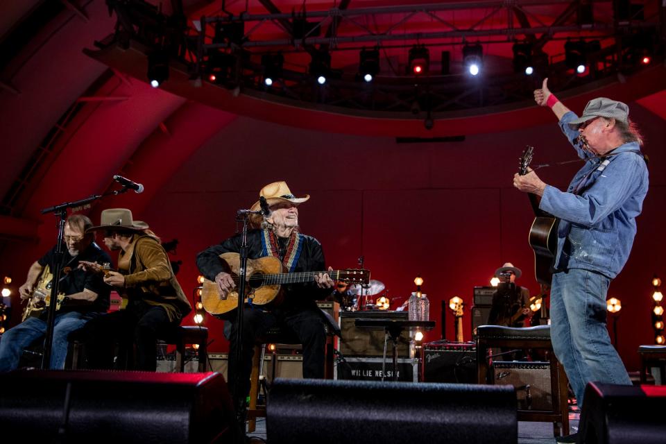 Willie Nelson performs Saturday during "Long Story Short: Willie Nelson at 90 at the Hollywood Bowl."