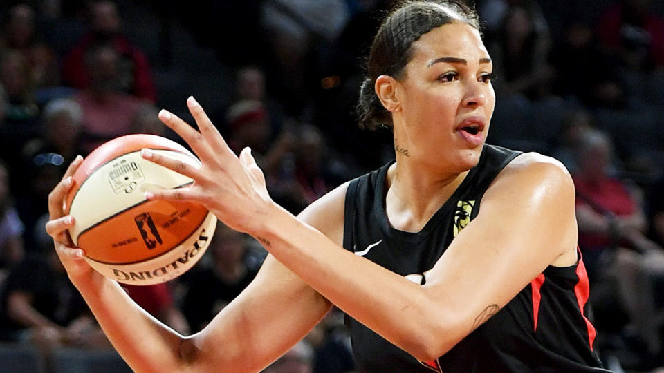 Liz Cambage, pictured playing for the Las Vegas Aces in the WNBA, has not been shy to discuss her experiences with racism.