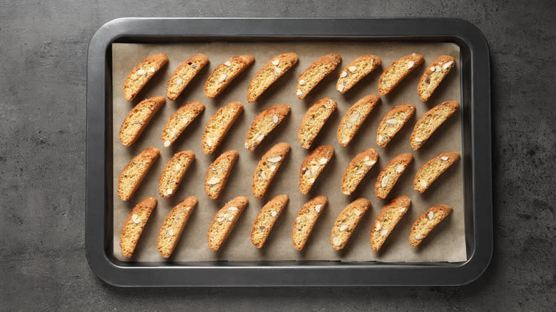 Biscotti on cooking tray