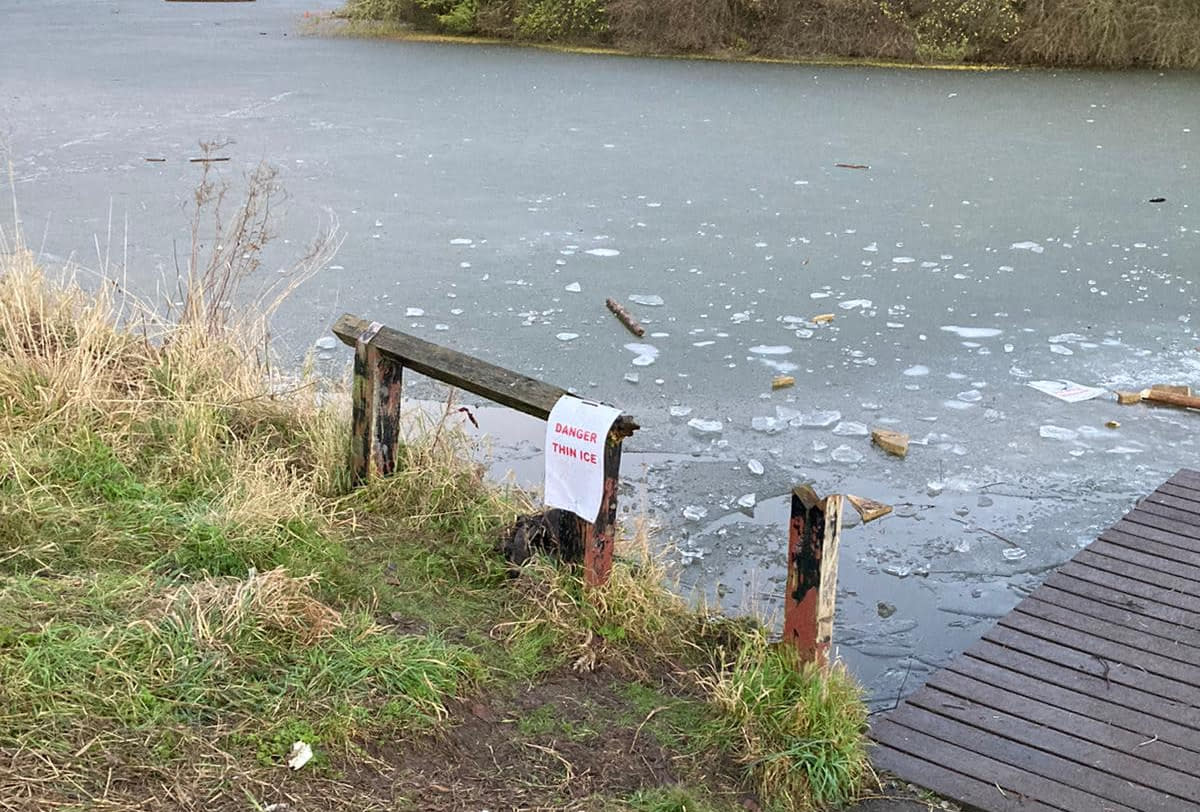 Fire services warned of the dangers of frozen ice. (Cleveland Fire Brigade UK)