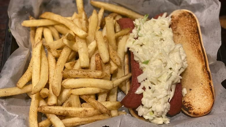 slaw dog with fries