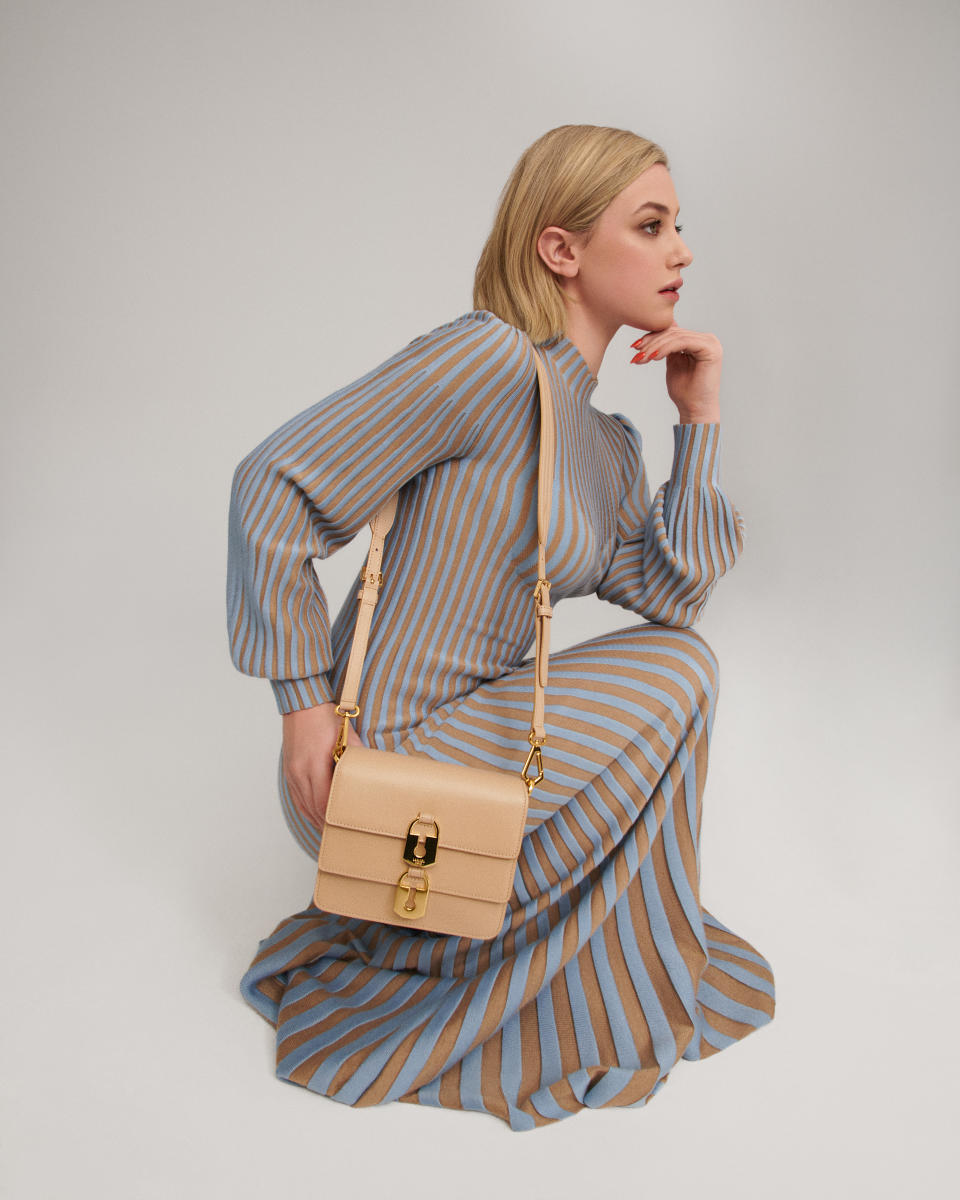 Lili Reinhart with the Idylle bag in Lancel's spring campaign