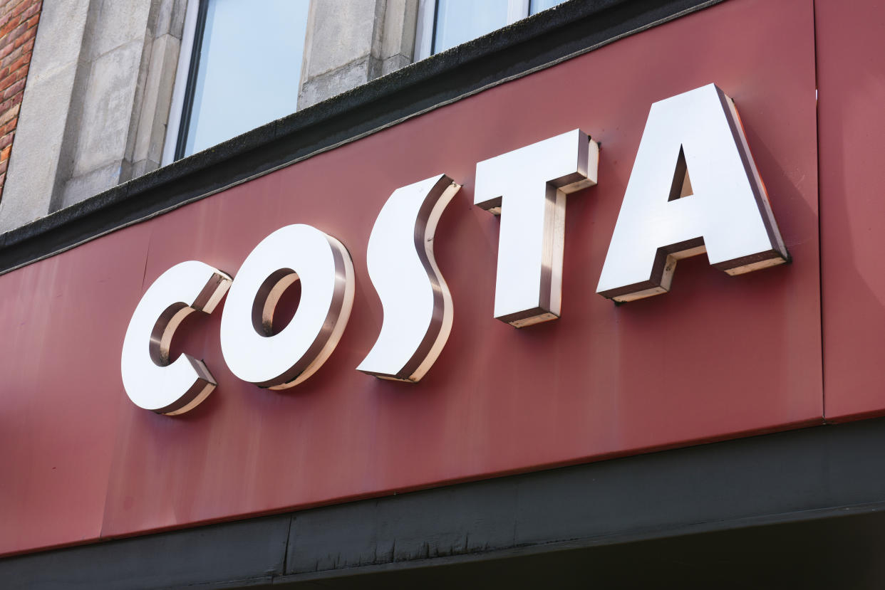 LONDON,ENGLAND - MAY 28:   Costa Coffee External Store Sign on May 2023 in London, England. (Photo by Peter Dazeley/Getty Images)