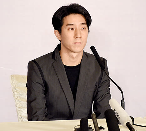 Jaycee Chan holds a press conference to apologise to the public after being released from the prison on Feb. 14 in Beijing, China.