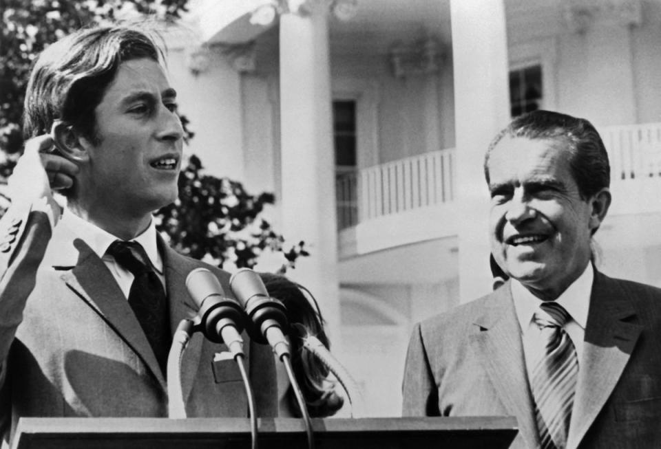 Prince Charles at the White House in 1970 with Richard Nixon (AFP via Getty Images)