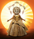 <p><strong>Clues:</strong></p><p>1) Sun is wearing a head-to-toe gold look, with an intricate golden dress and a golden sun-shaped mask that's embellished with rhinestones.</p><p>2) Sun "has set quite a few records."The <a href="https://www.youtube.com/watch?v=tmw_A50zmGo" rel="nofollow noopener" target="_blank" data-ylk="slk:first official clue for Sun;elm:context_link;itc:0;sec:content-canvas" class="link ">first official clue for Sun</a> is that they "know how to shine like a torch even during the freezing winter."</p><p>3) Sun has had "some extreme seasons" in their life.</p><p>4) Sun "felt like the center of the universe" when they first "sprung into existence," but the pressures of stardom led them to become "burned out" and "fall into a deep depression."</p><p>5) Sun was "frozen," but was able to transform "within the darkness of a quiet place."</p><p>6) Visual clues in Sun's first clue package include a "Gold Member" card, a chihuahua, a Mickey Mouse head silhouette, a jaguar, and a swimming pool that has a "Shallow Area" with 2 ft and 7 ft markers.</p><p><strong>Top Predictions: </strong>LeAnn Rimes, Lindsey Vonn<strong>, </strong>Christina Aguilera</p>